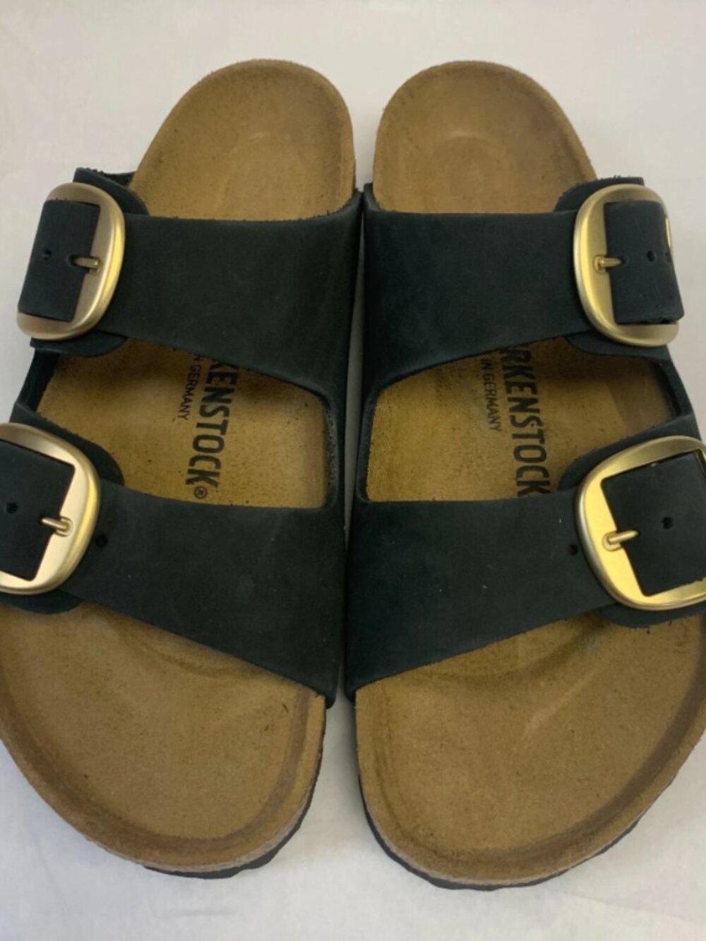 Birkenstock Arizona Big Buckle Black Nubuck Leather Narrow Width Sandals